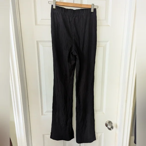 🌈Forever 21 Y2K Flare Slit Leg Stretch Leggings Black Size L - Picture 7 of 9